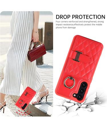  VQWQ For Xiaomi Redmi Note 12 4G Wallet Case Solid Color Metal Closure Lanyard Card Holder Slots Back Cash Pocket Kickstand Bumper Multifunction Cover for Xiaomi Redmi Note 12 4G ZY Red - Buy Online on GoSupps.com