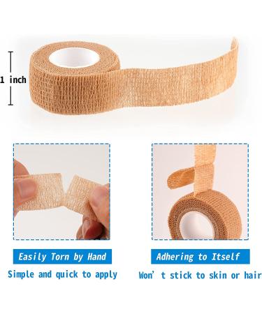 24 Pack 1 x 5 Yards Self Adherent Cohesive Wrap Bandages - Skin Color Athletic Tape for Sports, Wrist Support - Elastic Self Adhesive First Aid Tape - Buy Online on GoSupps.com
