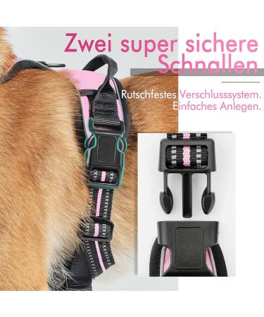 Rabbitgoo Medium Dog Harness - Anti-Pull Adjustable & Breathable Design for Large Dogs - Safe Control with Reflective Stripes - Pink XL (1 Pack) - Buy Online on GoSupps.com