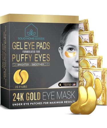 SOLID HOME GOODS Under Eye Patches- 20 Pairs - Under Eye Mask for Puffy Eyes and Dark Circles Treatment   Look Less Tired  Reduce Wrinkles  and Fine Lines  Collagen Masks for Beauty & Personal Care 1 Pack (20 pairs)