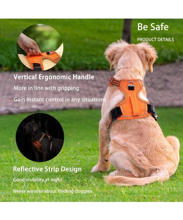 Funfox Adjustable No-Pull Dog Harness & Tableware for Large Dogs | Breathable & Safe - Orange - Buy Online on GoSupps.com