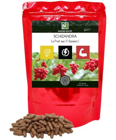 NAKURU | Schizandra | Boost Range | Made in France | “Fruit with 5 Flavors!” | (500 Capsules of 325mg / Net Weight: 163g)