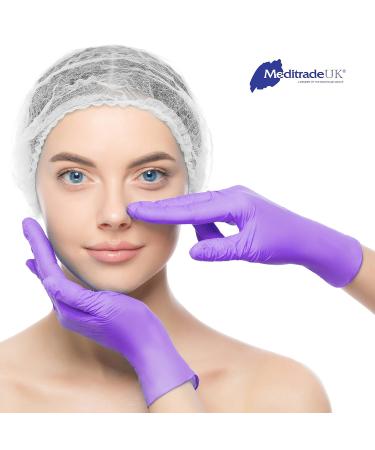 Meditrade Nitrile Examination Gloves - Medium, Powder-Free, Hypoallergenic, Heavy Duty, Long Cuff, Ambidextrous - Bulk Buy for Any Sector (Small, Violet) - Buy Online on GoSupps.com