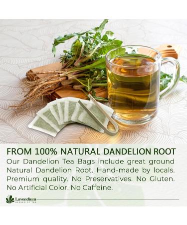 Lavendium Premium 30 Dandelion Root Tea Bags 100% Natural & Pure from Dandelion Root Eco-Conscious Tea Bags Dandelion Root Herbal Tea. No Sugar No Caffeine No Gluten Vegan. - Buy Online on GoSupps.com