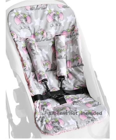 Padded Harness Seat Belt Strap Covers - Set of 2, Elephant/Pink Reversible Design - Buy Online on GoSupps.com