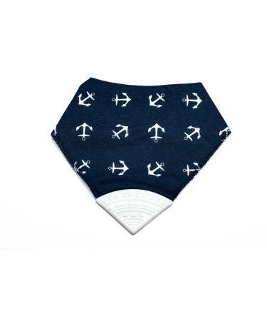 V&D HOME - Baby and Toddler Dribble Bib with Teether | 0-18 month Teething Bibs for Baby and Toddler | 100% BPA & Pthalate Free | Bandana bib with teether Navy Blue