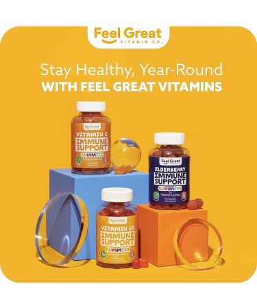 Feel Great Vitamin D Gummies for Adults - 2000iu Tropical Flavored Chewable Immune Support Supplement - Gluten Free - 45 Day Supply - Buy Online on GoSupps.com