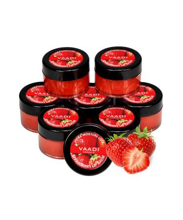 Lip Balm - Ultra Moisturizer Lock - Strawberry & Honey Flavor - All Natural - Pack of 8 X 10 Gms(0.35 Ounces) in Tin - Vaadi Herbals