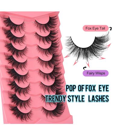 Fluffy Fairy Lashes - 18MM Wispy Fox Eye Bratz Manga Faux Mink False Eyelashes - 8 Pairs Pack - Buy Online on GoSupps.com