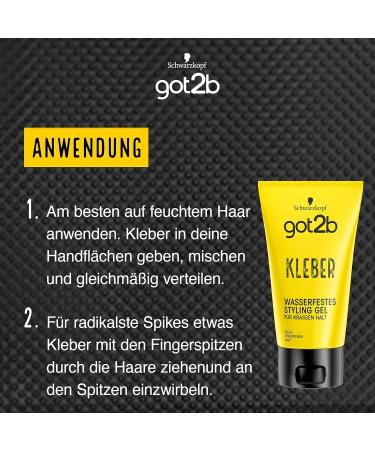 got2b Hair Gel Glue Hold 6 (150 ml) Waterproof Styling Gel for Strong Hold Lasts Like Concrete Until Next Hair Wash for Vertical Ends and Hedgehog Look - Buy Online on GoSupps.com