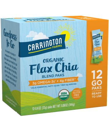 Carrington Farms Organic Flax Chia Paks, 5.08 oz 12 Packets (Pack of 6), Packaging May Vary