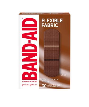 Band-Aid Brand Flexible Fabric Adhesive Bandages Flexible Protection & Care of Minor Cuts & Scrapes Quilt-Aid Pad for Painful Wounds Medium Brown Skin Tone (BR55) Assorted Sizes 30 ct