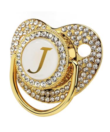 Bling Pacifier for Newborns - Soft Printed Baby Pacifier with Dust Cover (Letter J) - International Shipping Available - Buy Online on GoSupps.com