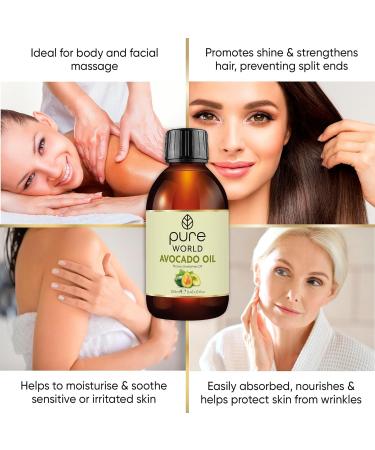Pure World Natural Avocado Oil 250ML Cold Pressed | Made in the UK | 100% Nourishing for Skin, Hair & Nails | Vegan Friendly - Buy Online on GoSupps.com