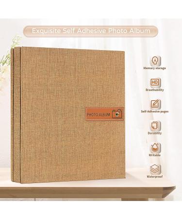 Popotop Large Self-Adhesive Photo Album 13x12.6 - 40 Pages Scrapbook for Family, Baby, Wedding - Dark Khaki - Buy Online on GoSupps.com