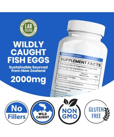 Wild Caught Fish Eggs 2 000mg - Omega 3 Supplement for Eye Brain Health Supports Immunity Bones and Teeth Mood Support with Omega 3-6-9 Fish Egg Capsules - Buy Online on GoSupps.com