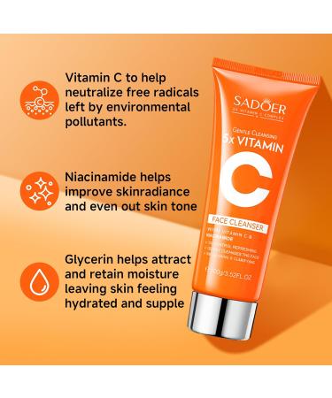 5X Vitamin C Face Cleanser 100g Niacinamide & Hyaluronic Acid Gentle Pore Refining Daily Wash for Oily &Dull Skin Clear Oil Balancing Popular Skincare Gift Women 1 Face Cleanser - Buy Online on GoSupps.com