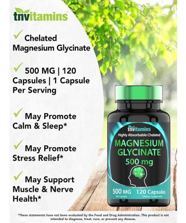Magnesium Glycinate 500mg Per Capsule - 120 Count | 4 Month Supply! | Pure Chelated Magnesium Supplement for Sleep Calm Nerve Joint & Bone Support* | AKA Magnesium Bisgycinate | Non-GMO - Buy Online on GoSupps.com