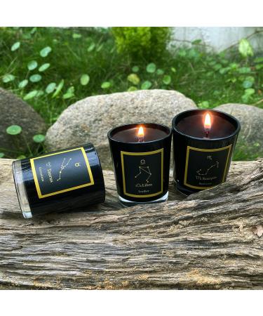 12 Scented Candles Gift Set - Black Glass Horoscope Jar Aromatherapy Candles | Soy Wax Votive for Parties Dinners & Camping - International Shipping Available - Buy Online on GoSupps.com