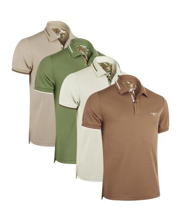 Albert Morris Men's Striped Short Sleeve Polo Shirt 4 Pack L Valor