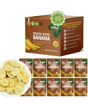 ONETANG Freeze-Dried Fruit Banana Chips, 10 Pack Single-Serve Pack, Non GMO, Kosher, No Add Sugar, Gluten free, Vegan, Healthy Snack 0.52 Ounce