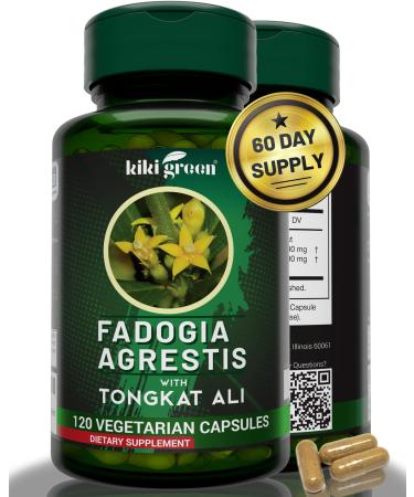 KIKI Green Fadogia Agrestis Extract with Tongkat ali for Men 1000mg Per Serving  Herbal Supplement 120 Vegan Capsules for Daily Use