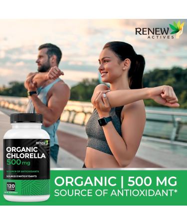 Renew Actives Chlorella Capsules 1000MG per 2 Capsules - Rich in Antioxidants & Nutrients - Natural Source for Cellular Health, Vitality, & Wellness - Made in Canada - 120 Capsules - Buy Online on GoSupps.com