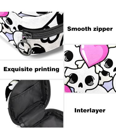 Skull Heart Pattern Sanitary Napkin Storage Bag - Portable Period Kit Pouch - Buy Online on GoSupps.com