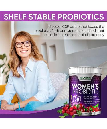 Women's Probiotic 50 Billion CFU - 9 Strains, Prebiotics, Cranberry & D-Mannose - Digestive, Vaginal & Immune Support - 30 Capsules - Buy Online on GoSupps.com