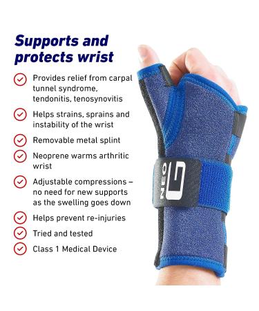 Neo G Wrist and Thumb Brace - Stabilized Spica Support for Carpal Tunnel, Arthritis, Tendonitis - Adjustable Compression - Class 1 Medical Device - Right - Buy Online on GoSupps.com