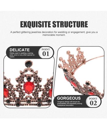 Shop Lurrose Vintage Black Tiara & Crown Headband - Strass Princess Crown for Weddings & Girls - Classic Queen Headdress in Red - Buy Online on GoSupps.com