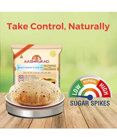 AASHIRVAAD Whole Wheat Flour with Multigrain & Fenugreek 2kg - Low Glycemic, Low Sugar, Rich Flavor - Ideal for Roti, Paratha, and Pastries - Buy Online on GoSupps.com