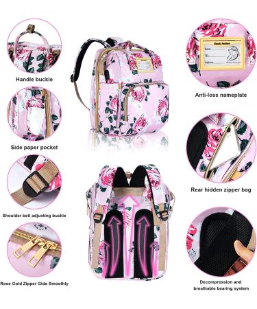 Motababy Floral Diaper Bag Backpack with Changing Station  Detachable Foldable Baby Bed for Bady Toddler  3 in 1 Large Capacity Newborn Essentials Organizer with Stroller Hook for Girls and Boys(Pink) - Buy Online on GoSupps.com