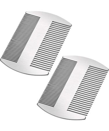 2 Pieces Silver Wallet Comb Stainless Steel Credit Comb Dual Action Stainless Steel Comb Hair Styling Cutting Hair Comb