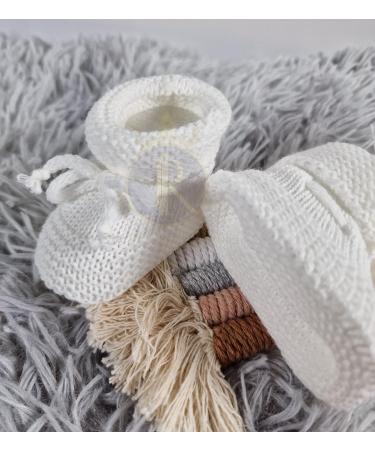 Royal Icon Baby Booties 0-3 Months - Knitted Bow Baby Boots for Boys and Girls - White Newborn Bootees Ri359 - Buy Online on GoSupps.com