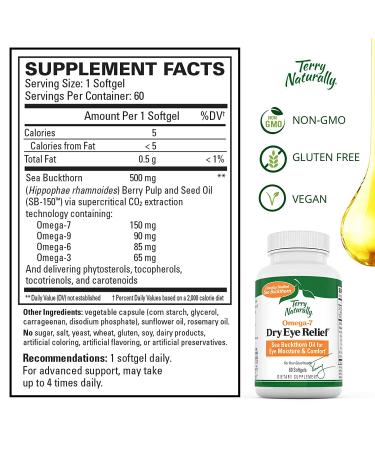 Shop Terry Naturally Omega 7 for Dry Eye Relief - 60 Softgels | Effective Eye Health Support - Buy Online on GoSupps.com