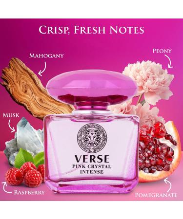 Verse Pink Crystal Intense for Women 3.4 fl Oz - Fruity & Floral Scents of Raspberry Peony Magnolia & Lotus Flowers - Base Notes of Amber Vibrant Musk & Deep Mahogany Wood - Elegant 100ml Bottle - Buy Online on GoSupps.com