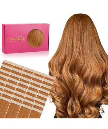 If -alife tape extensions real hair 40pcs 100g 60cm 24 inch auburn ginger hair extension real hair extensions invisible tape in extensions real hair hair extensions silky straight skin weft tape in 60cm-100g #30 auburn ginger