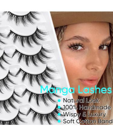Pleell Manga Eye Natural Look False Eyelashes - 6 Pairs Pack, Faux Mink Wispy Fluffy Anime Lashes - 7-16mm - Buy Online on GoSupps.com