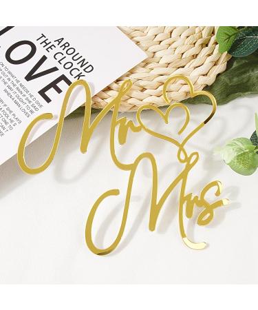 Mr Mrs Cake Topper Gold Mirror Love Heart Cake Decoration Bridal Shower Cucpake Toppers Wedding Anniversary Party Supplies - Buy Online on GoSupps.com