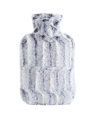 samply Hot Water Bottle with Luxury Cosy Faux Fur Cover 2L Hot Water Bag for Hand Feet Warmer Neck and Shoulder Pain Relief Navy Blue