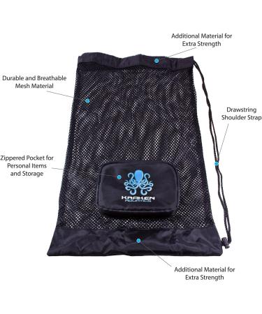 Kraken Aquatics Compact Mesh Gear Bag - Ideal for Scuba Diving, Snorkeling, Swimming, Beach & Sports - Black - Buy Online on GoSupps.com