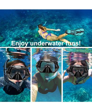 Happyouth 6 in 1 Snorkel Set with Panoramic View Mask, Trek Fin, and Dry Top Snorkel - Purple, S/M (US Size 4.5-8.5) - Buy Online on GoSupps.com