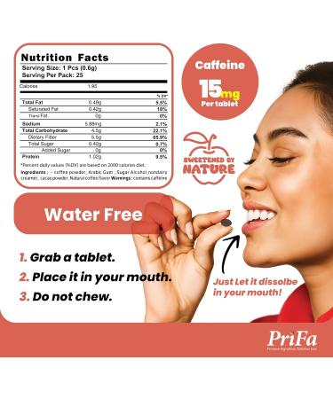 PriFa Caramel Coffee Tablets Sweetened with Stevia Rich & Buttery Flavor Instant Coffee On-The-Go Portable Caffeine Boost 15mg Caffeine 25 Tablets - Buy Online on GoSupps.com