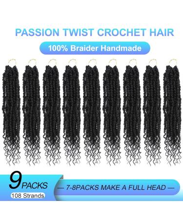 Pretwisted Passion Twist Crochet Hair 12 Inch - 9 Packs, Soft Pre-looped Short Black Curly Braids for Women - 1B (Pack of 9) - Buy Online on GoSupps.com