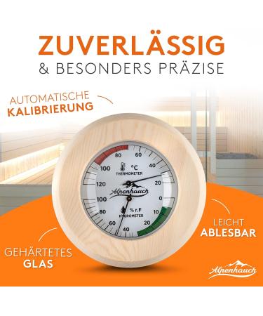 ALPENHAUCH 2in1 Sauna Thermometer Hygrometer - Precise Wood Design Automatic Calibration & Elegant Sauna Accessories - Buy Online on GoSupps.com