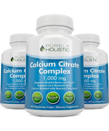Calcium Citrate 1000mg - 365 Vegan Capsules with Parsley, Dandelion & Watercress - Made in USA by Purely Holistic - Buy Online on GoSupps.com