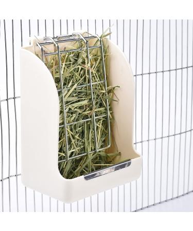 CalPalmy Hay Feeder for Rabbits, Guinea Pigs, Chinchillas - Reduce Waste with Hanging Alfalfa/Timothy Dispenser - White - Buy Online on GoSupps.com