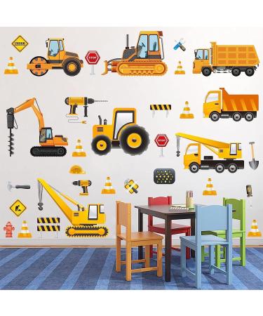 Glow in The Dark Construction Vehicles Wall Stickers - Transport Cars Theme Fluorescent Decals for Kids Bedroom Nursery - Buy Online on GoSupps.com