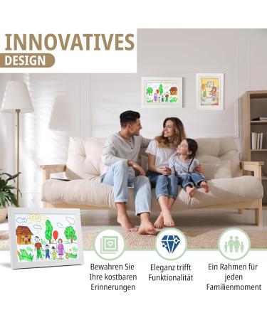 Kiyari A3 White Picture Frame for Children's Drawings - Fillable Art Frame with Safety Acrylic Glass - Display 50-150 Artworks - Buy Online on GoSupps.com